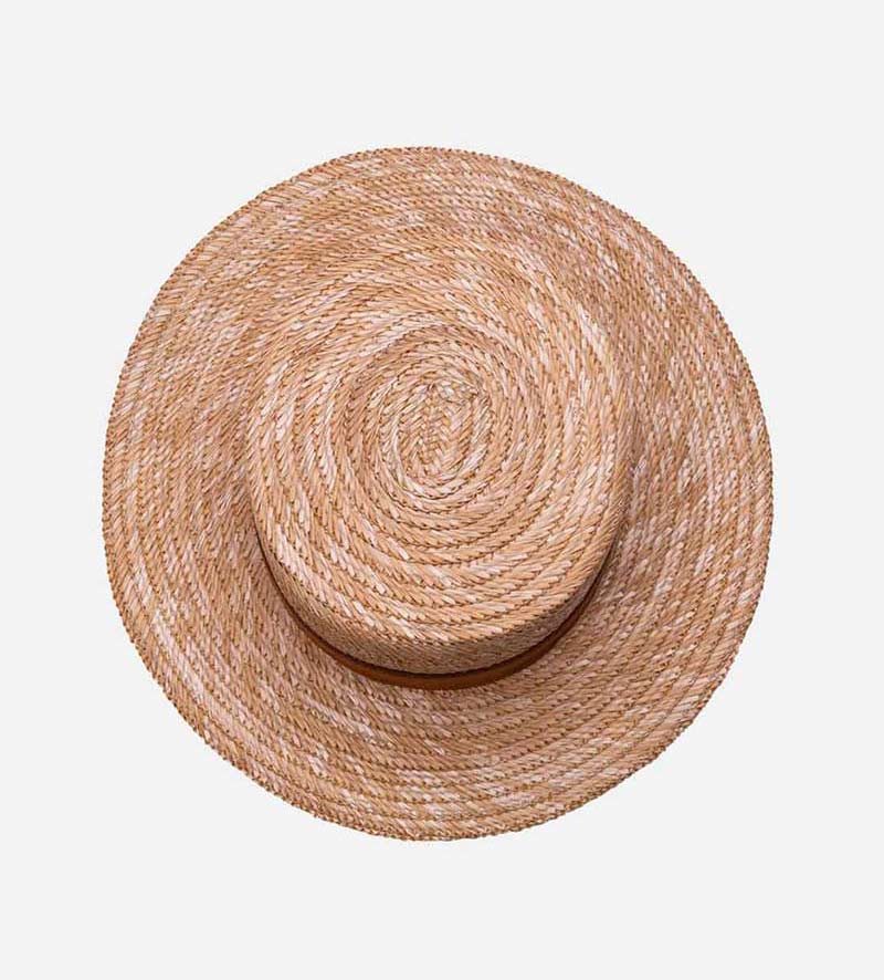 top view of flat top straw hat