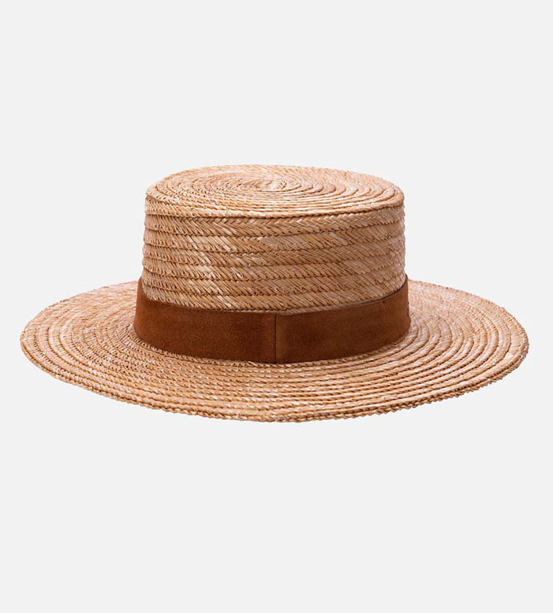 back view of flat top straw hat