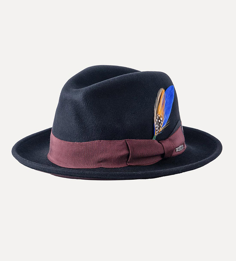 Small Fedora With Snap Brim Water Drop Crown Black
