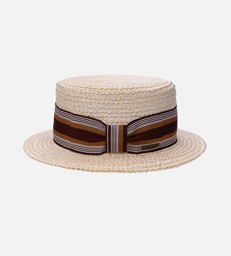side view of womens straw boater hat