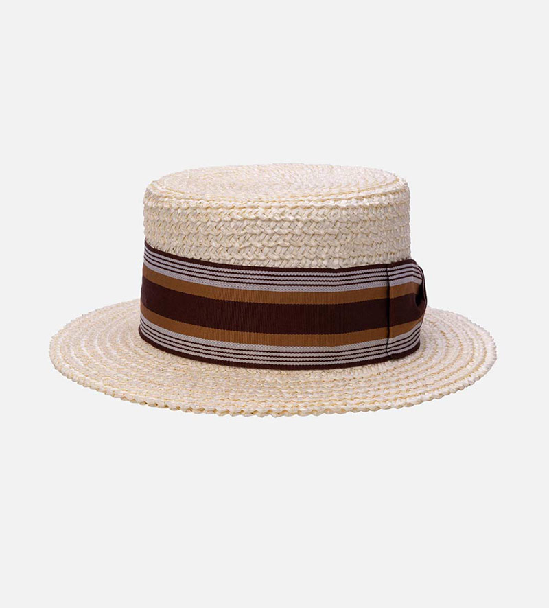 front view of womens straw boater hat