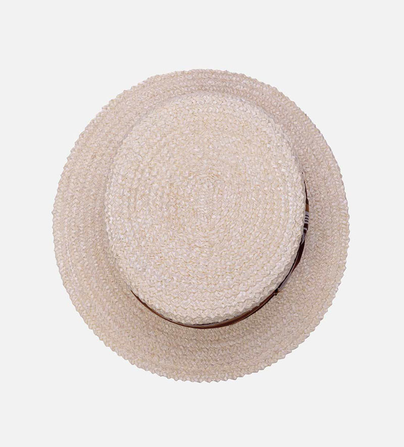 top view of womens straw boater hat