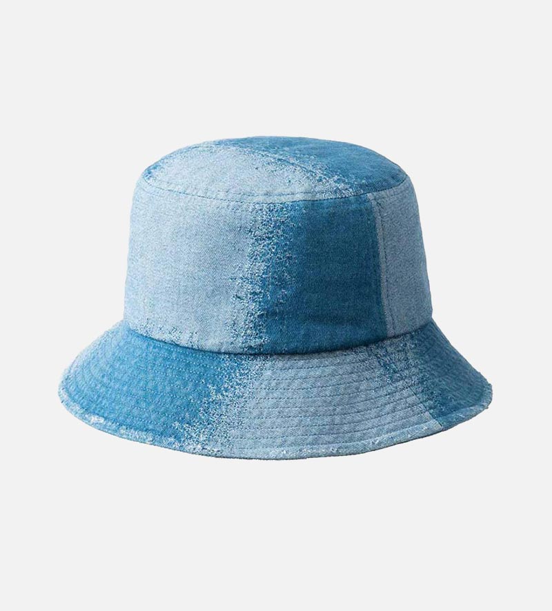 front view of blue bucket hat